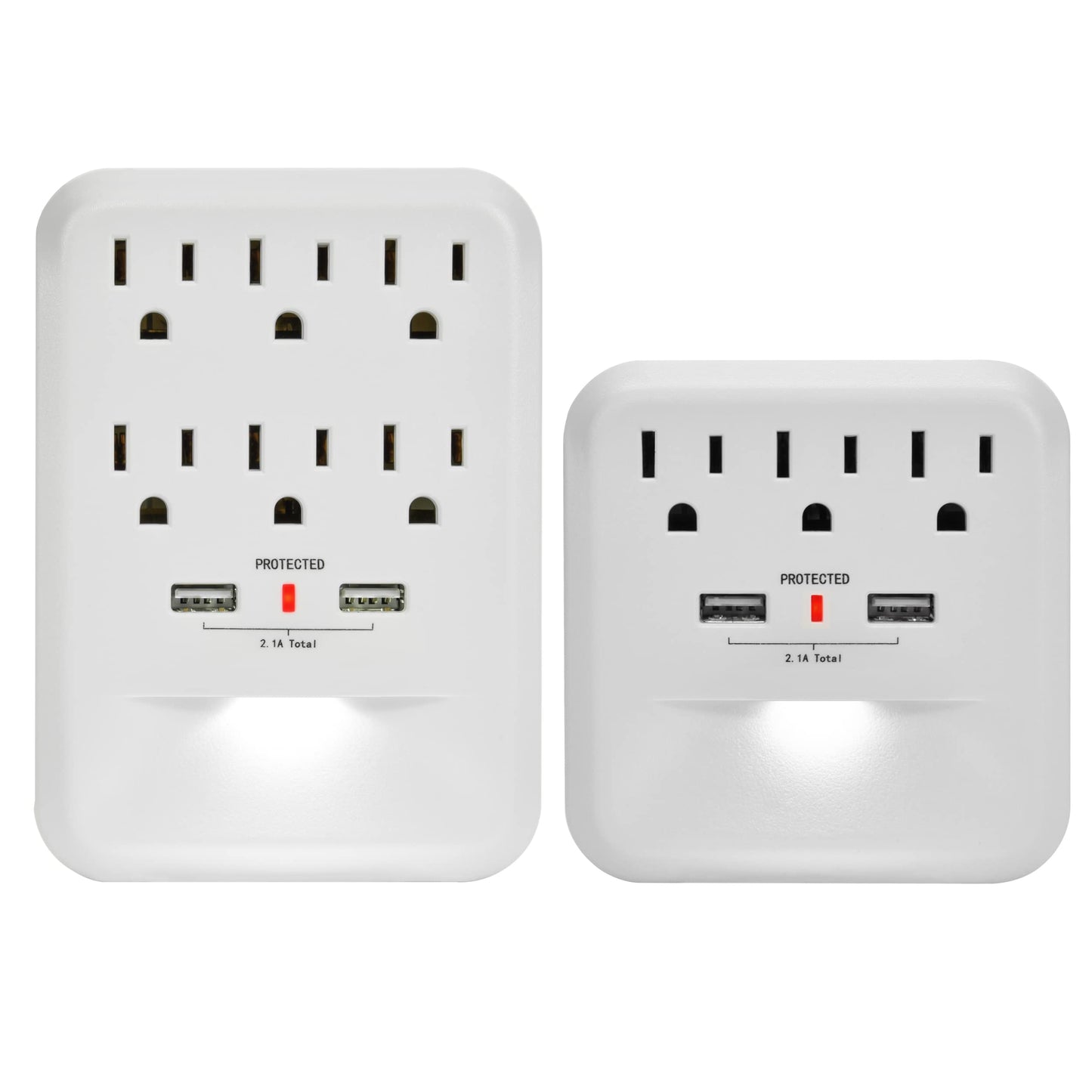 Clear Power Combo: 2-Outlet Travel tap w/USB-A & USB-C Chargers & 6-Outlet Wall-tap w/3-port USB-A & 1-Port USB-C Chargers CP30008