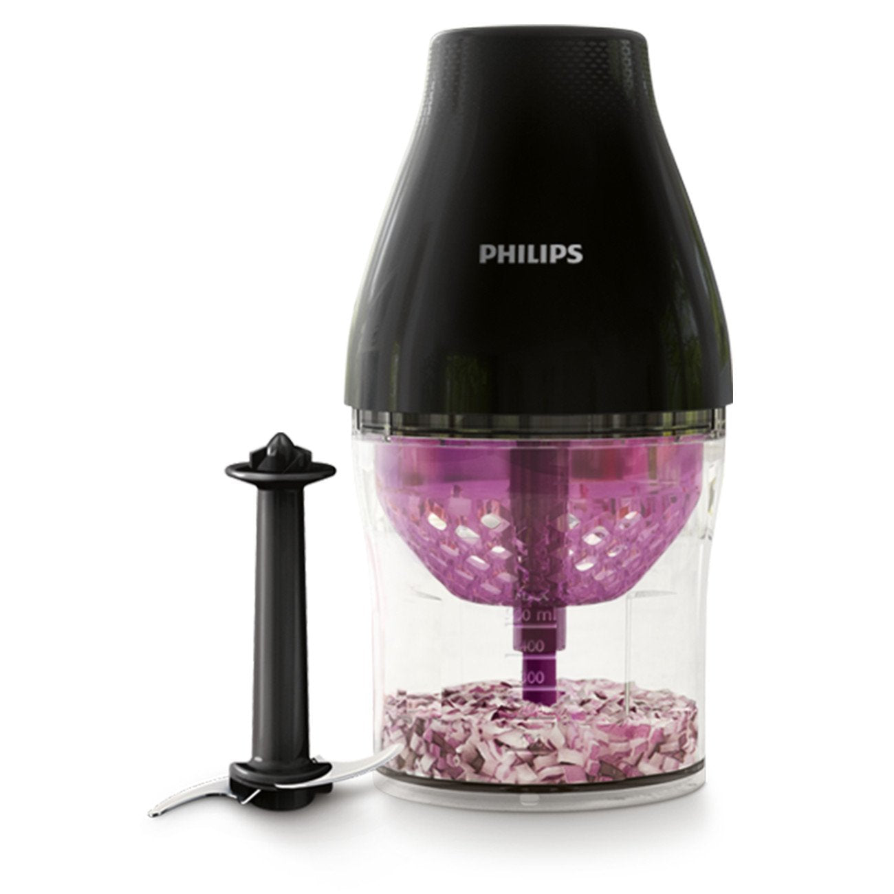 Philips Kitchen Appliances MultiChopper with Chop Drop Technology Black HR2505/26 1.1L