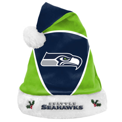 FOCO Seattle Seahawks Colorblock Santa Hat Limited Edition Officially Licensed NFL-NFC West Holiday Fan Gear