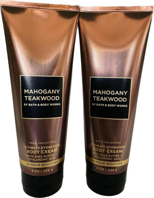 Bath and Body Mahogany Teakwood Cream Ultimate Hydration Mens Collection 8 Oz 2 Pack