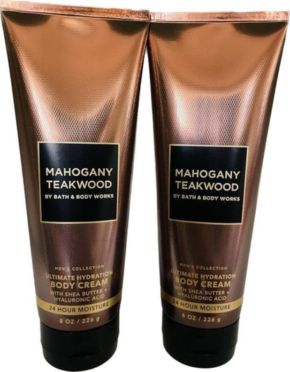 Bath and Body Mahogany Teakwood Cream Ultimate Hydration Mens Collection 8 Oz 2 Pack