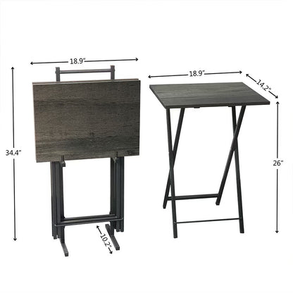 5 Piece Folding TV Tray Table Set,Foldable Sofa Side Table,End Table,Snack Table,Save Space,Grey
