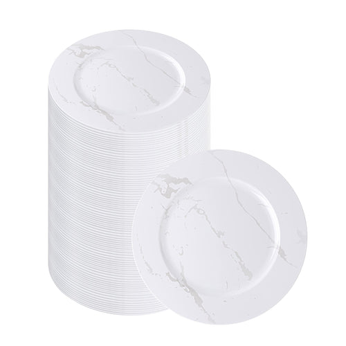 PARTY BARGAINS 13-Inch Charger Plates - 96 Pack Granite Heavy-Duty Disposable Chargers for Elegant Dining - Ideal for Weddings and Formal Events