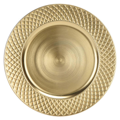 CAMOFOXIN 13" Charger Plates Set of 6 Antique Charger Plates Bulk Wedding Round Dinner Chargers for Party Birthday (Gold)