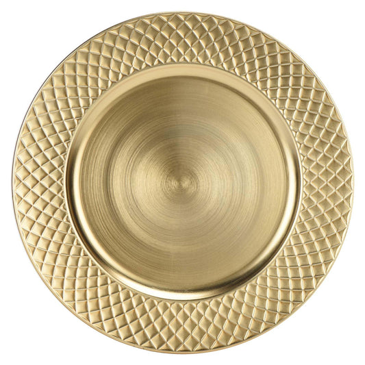 CAMOFOXIN 13" Charger Plates Set of 6 Antique Charger Plates Bulk Wedding Round Dinner Chargers for Party Birthday (Gold)
