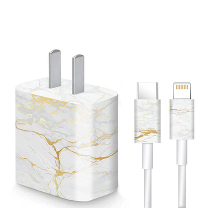 Charger Skin Charger Decal Wrap Compatible with iPhone 18W / 20W Charger Wall Charger Stickers Marble