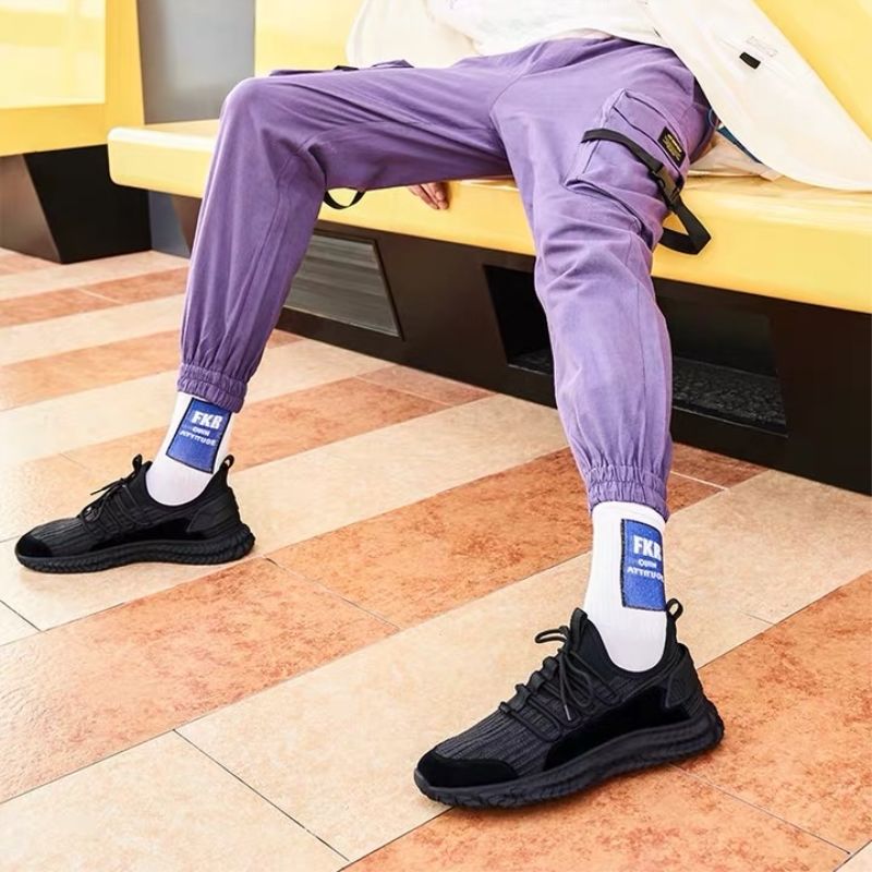 Men's Flyknit Sports Shoes - Trendy Thick Sole Sneakers
