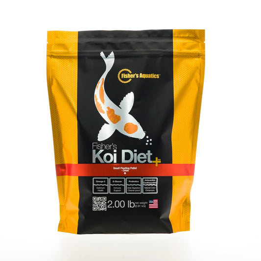 Fishers Aquatics Koi Fish Food 2.0 lb - Koi Diet Small 3mm Floating Pellets Fish Food for Ponds Koi Food Fall Spring Summer Winter Goldfish Food