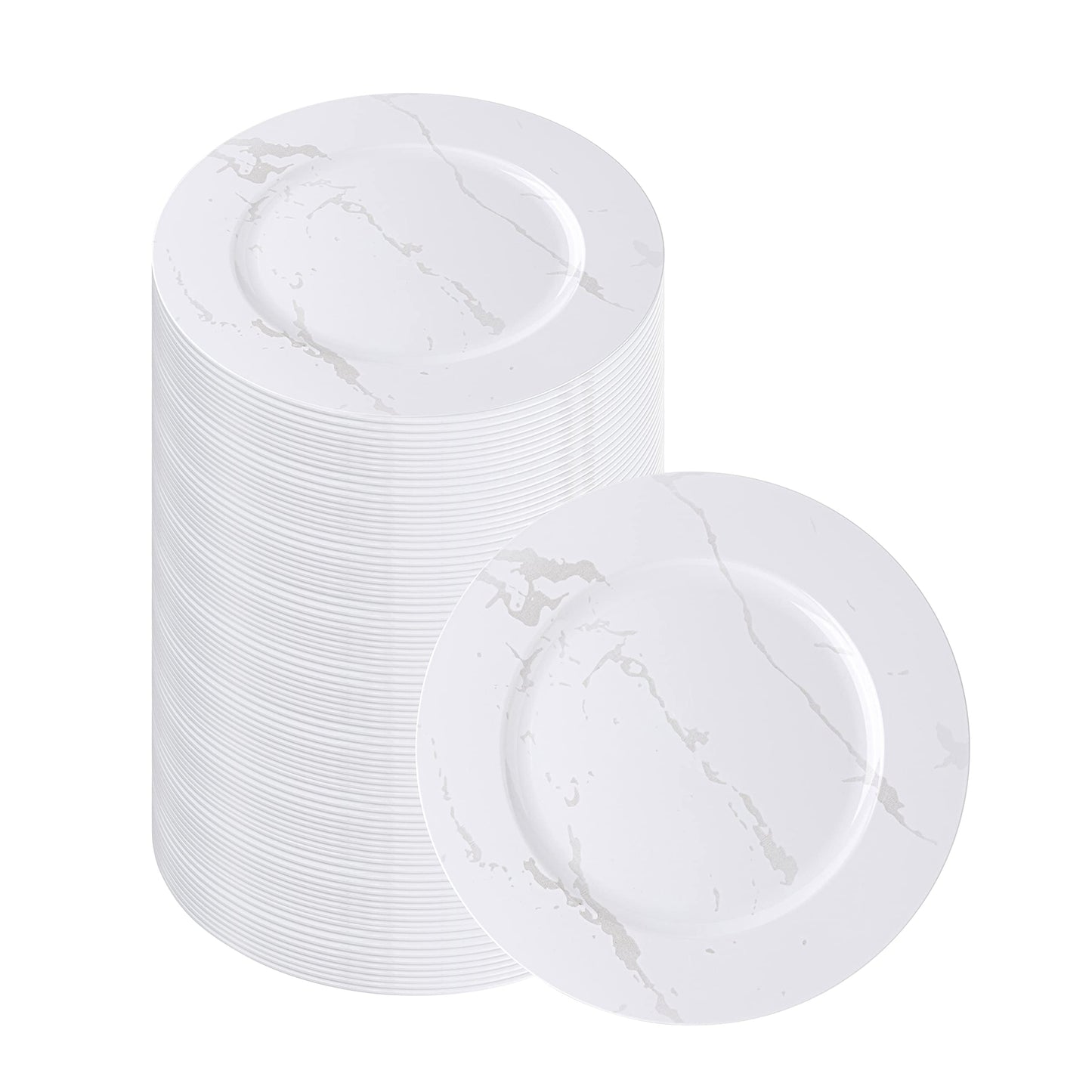 PARTY BARGAINS 13-Inch Charger Plates - 96 Pack Granite Heavy-Duty Disposable Chargers for Elegant Dining - Ideal for Weddings and Formal Events