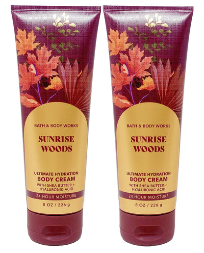 Bath and Body Works Sunrise Woods 2 Pack Ultra Shea Body Cream 8 Oz. (Sunrise Woods)