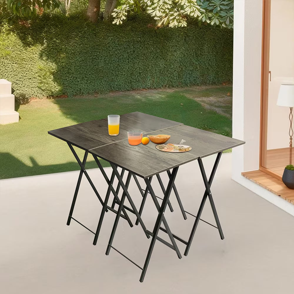 5 Piece Folding TV Tray Table Set,Foldable Sofa Side Table,End Table,Snack Table,Save Space,Grey