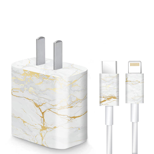 Charger Skin Charger Decal Wrap Compatible with iPhone 18W / 20W Charger Wall Charger Stickers Marble