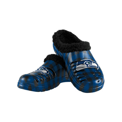 FOCO Seattle Seahawks NFL Mens Sherpa Lined Buffalo Check Clog - S